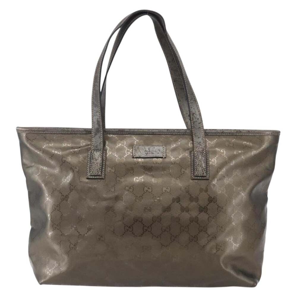 Gucci GG Imprime Coated Canvas Tote Bag Silver